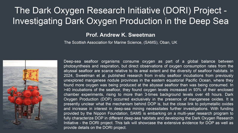 The Dark Oxygen Research Initiative (DORI) Project -  Investigating Dark Oxygen Production in the Deep Sea